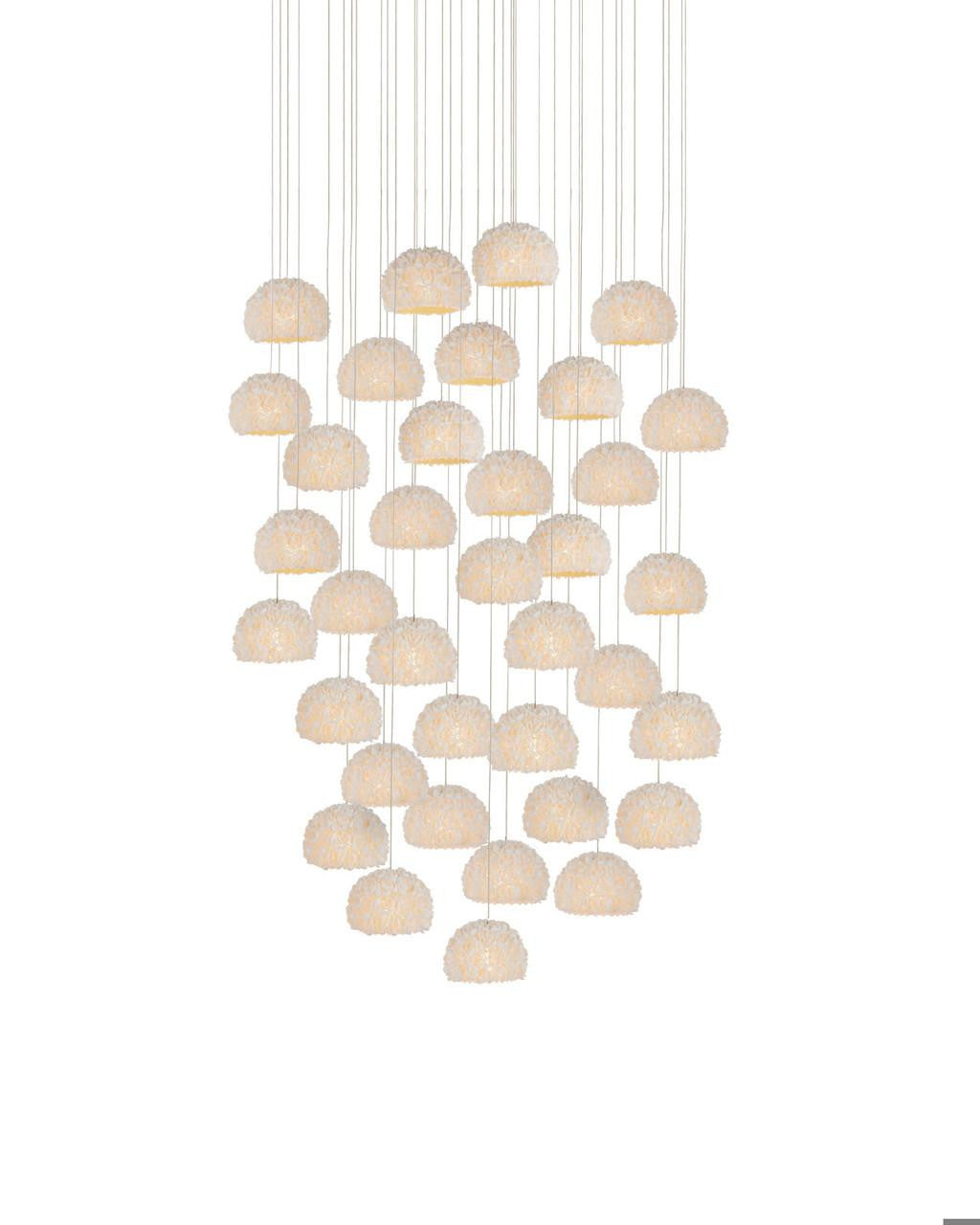 Currey and Company Virtu 36-Light Round Multi-Drop Pendant Natural, Silver