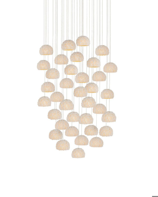 Currey and Company Virtu 36-Light Round Multi-Drop Pendant Natural, Silver