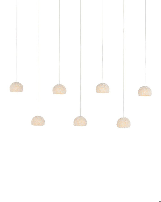 Currey and Company Virtu 7-Light Linear Multi-Drop Pendant Natural, Silver