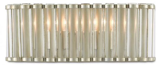 Currey and Company Warwick Wall Sconce Clear, Contemporary Silver Leaf
