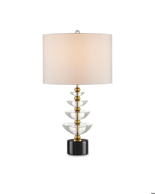 Currey and Company Waterfall Table Lamp Clear, Natural, Brass