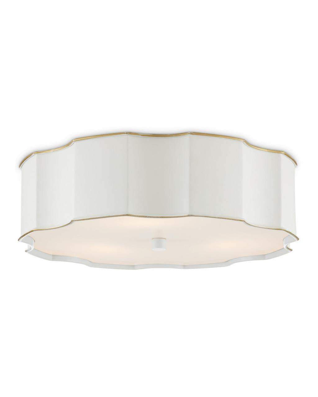 Currey and Company Wexford White Flush Mount Snow White, Gold, White