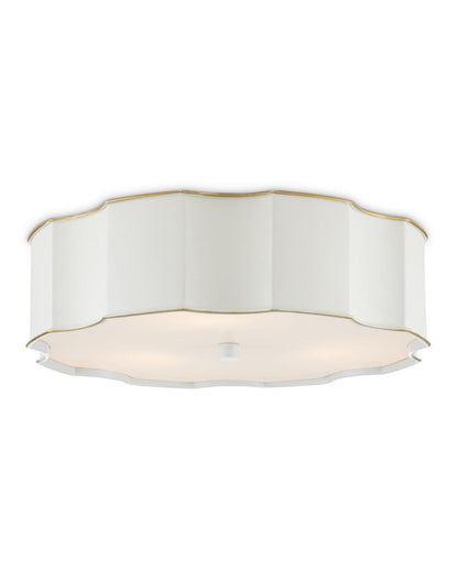 Currey and Company Wexford White Flush Mount Snow White, Gold, White