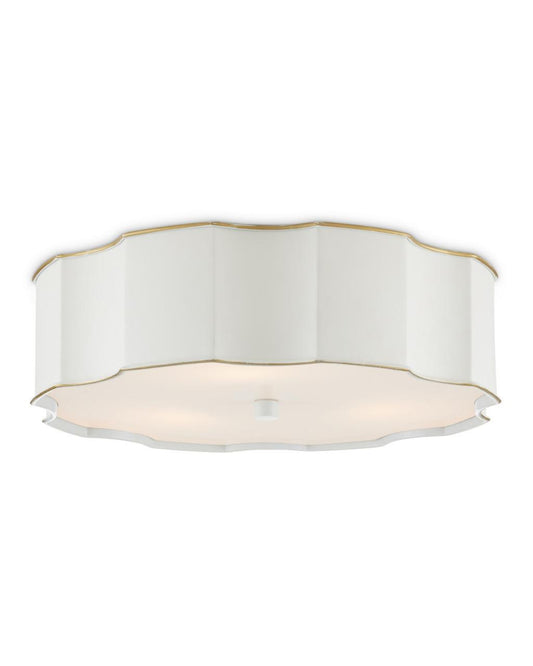 Currey and Company Wexford White Flush Mount Snow White, Gold, White