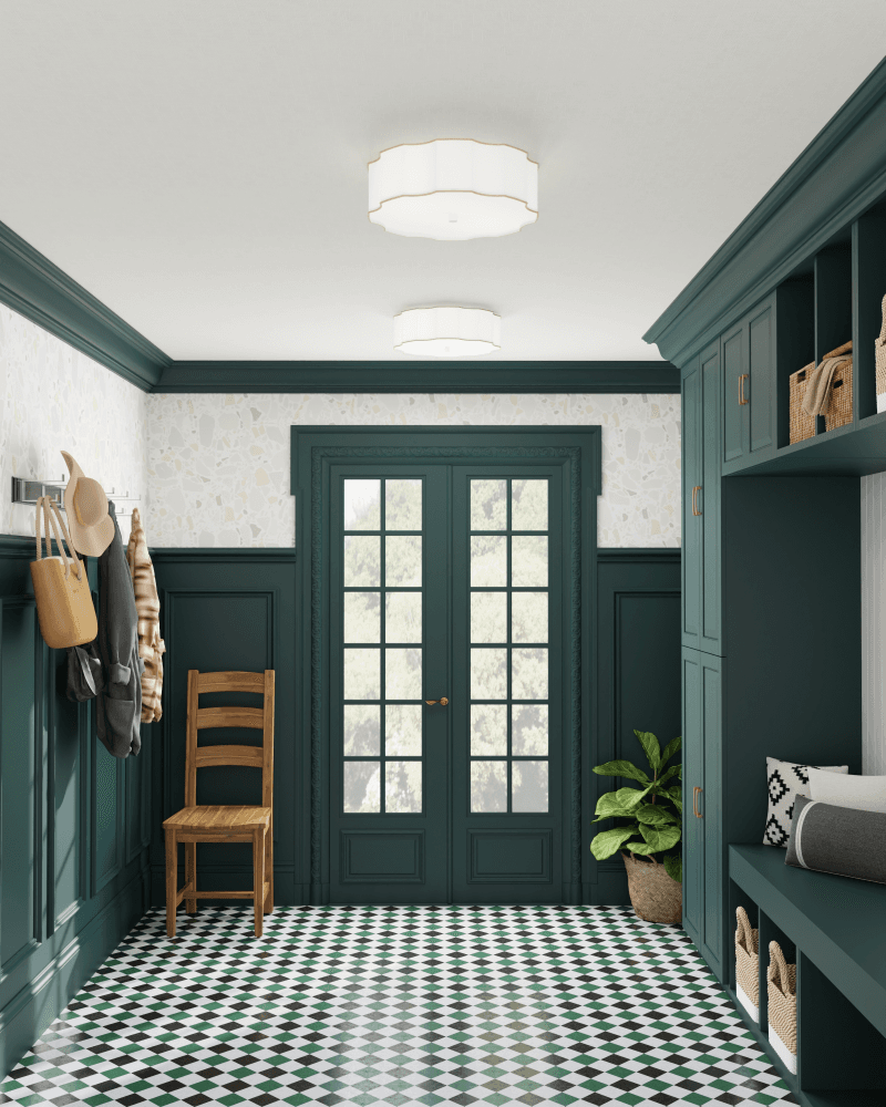 Currey and Company Wexford White Flush Mount