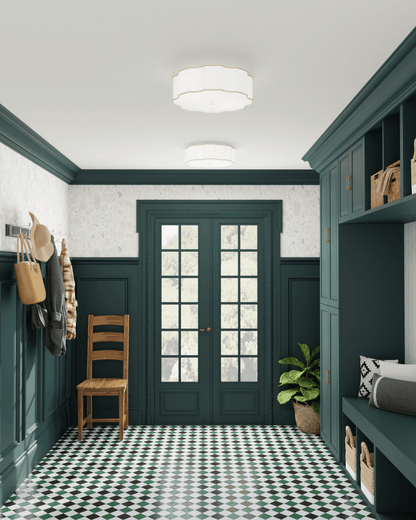 Currey and Company Wexford White Flush Mount