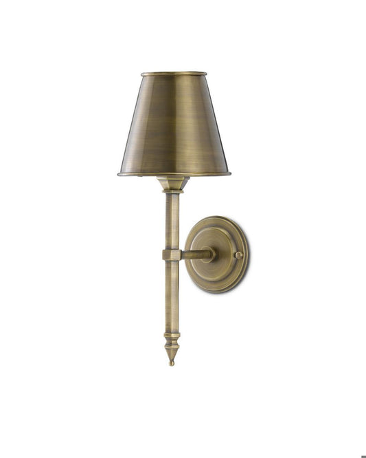 Currey and Company Wollaton Brass Wall Sconce Light Moroccan Antique Brass
