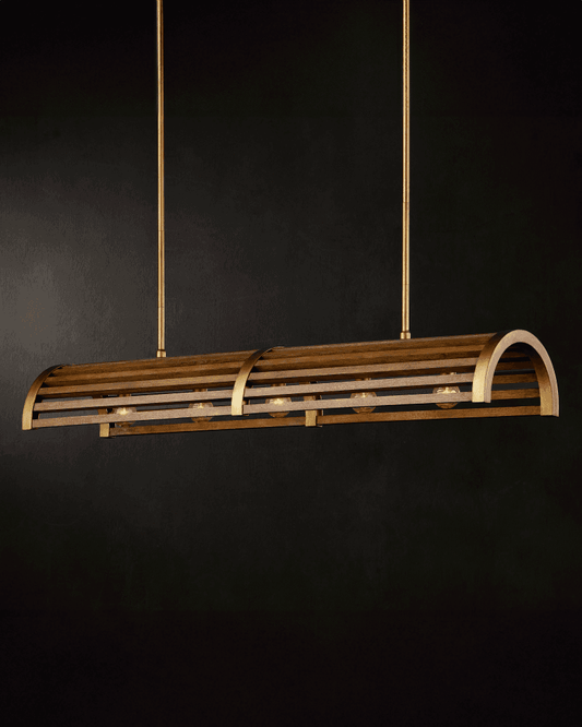 Currey and Company Woodbine Chestnut Rectangular Chandelier