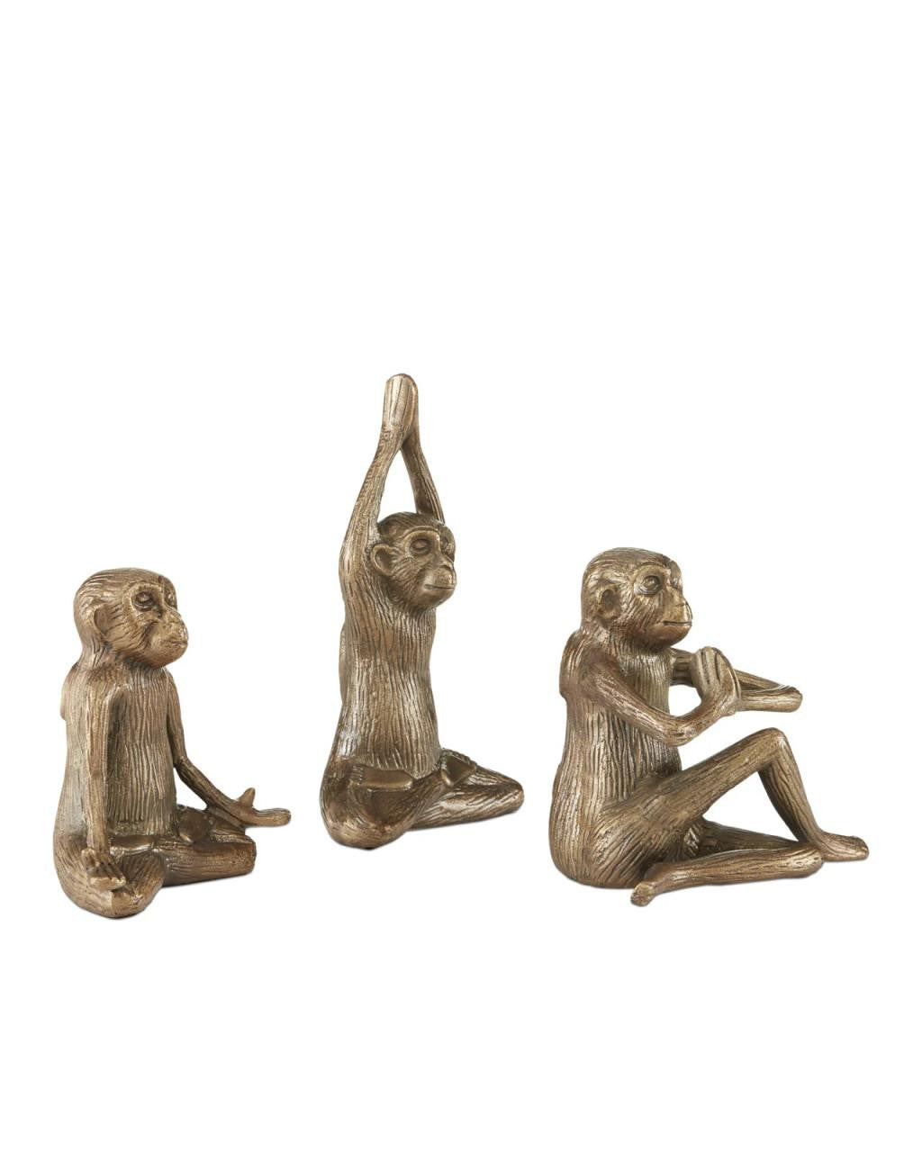 Currey and Company Zen Brass Monkey, Set of 3