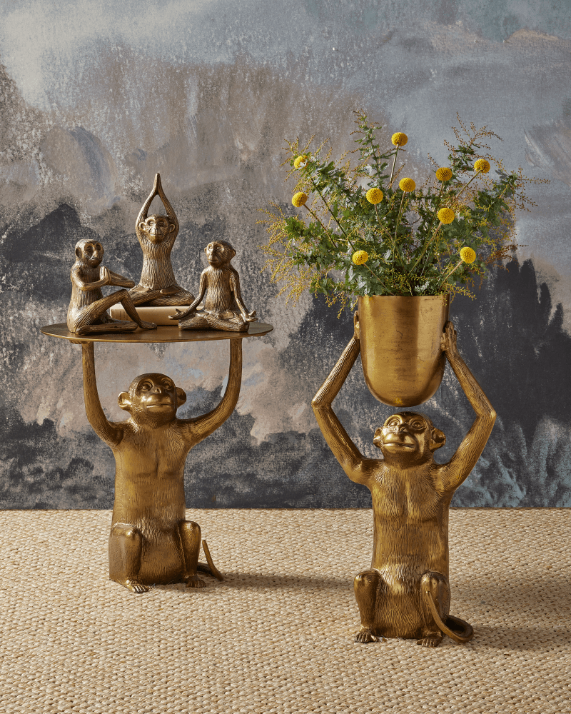 Currey and Company Zen Brass Monkey, Set of 3