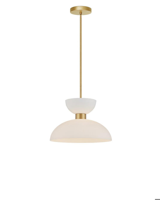 Currey and Company Zevio White Pendant White, Antique Brass