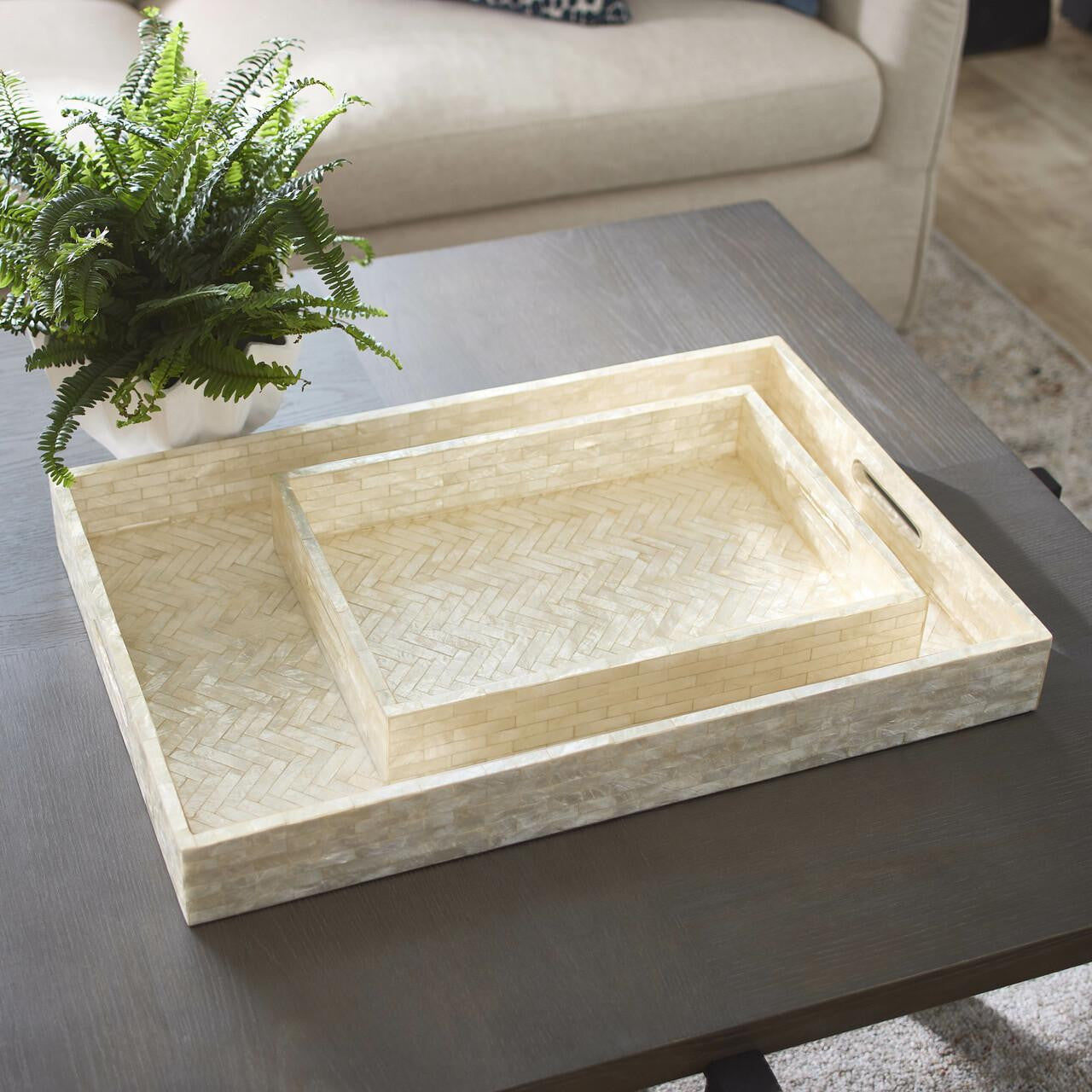 Cyan Design Triton Rectangle Tray Pearl