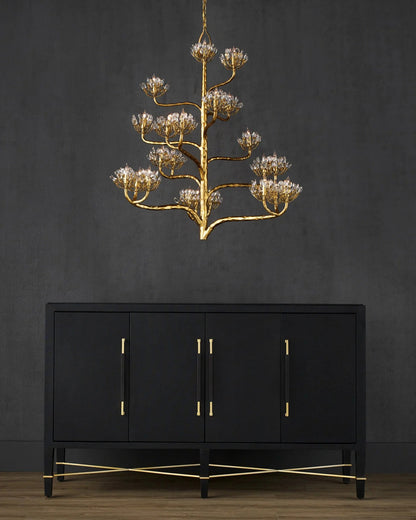 Agave Americana Chandelier, 7-Light, Gold, 42"W, Currey and Company (9000-0157 KJV1)