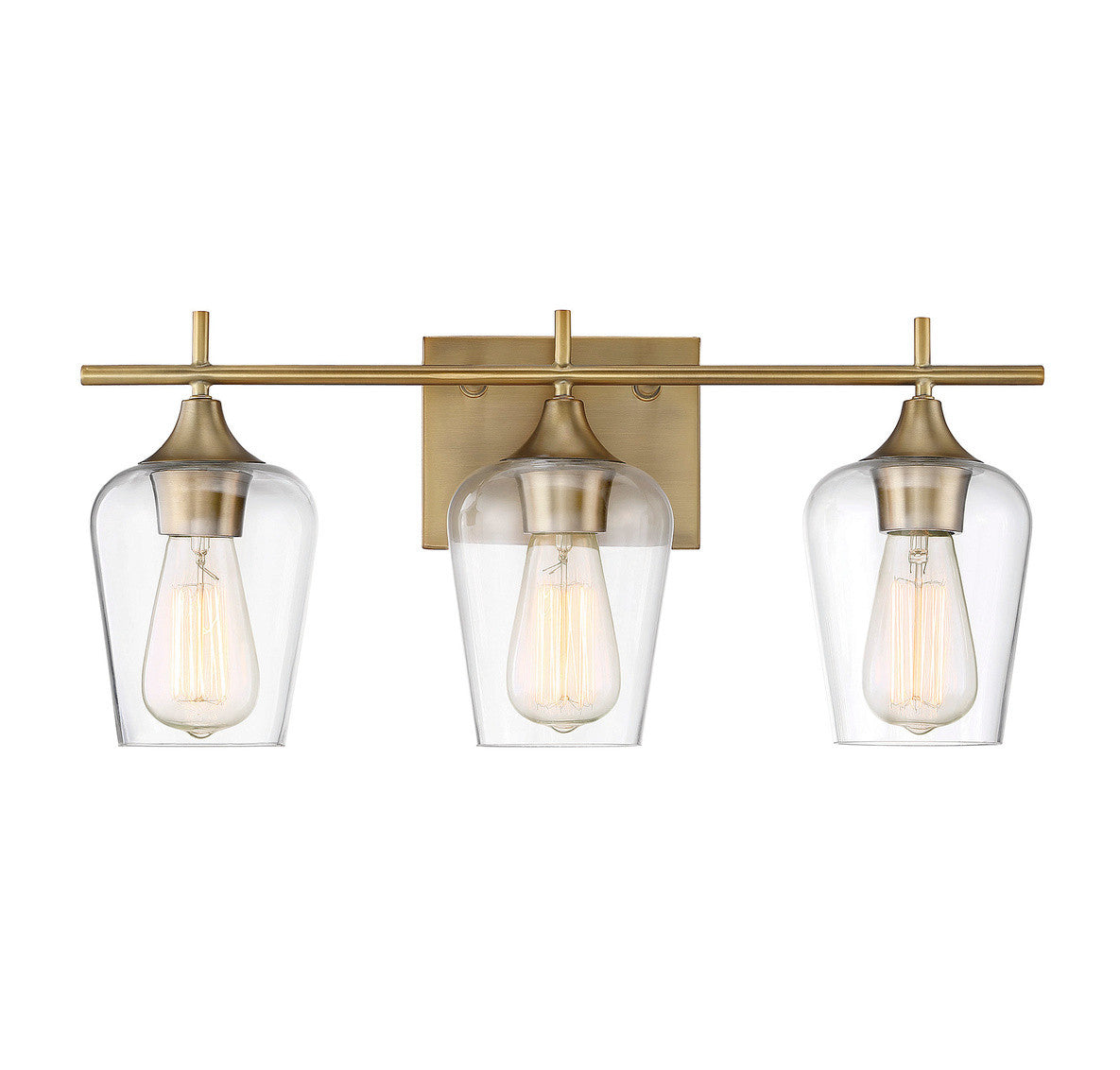 Octave Bath Vanity Light, 3-Light, Warm Brass, Glass Shade, 21"W Savoy House (8-4030-3-322 1MXZX)