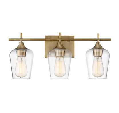 Octave Bath Vanity Light, 3-Light, Warm Brass, Glass Shade, 21"W Savoy House (8-4030-3-322 1MXZX)