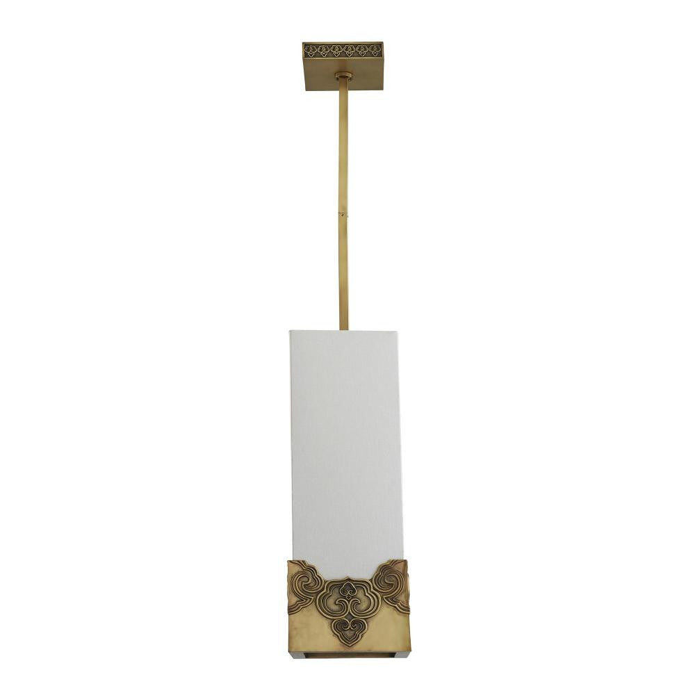 Arteriors Home Iris Pendant Antique Brass, Off-White Linen