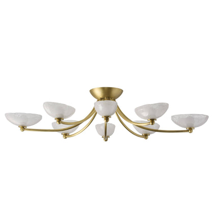 Zamora Flush Mount Antique Brass & Seeded Glass