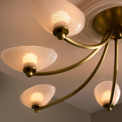 Zamora Flush Mount Antique Brass & Seeded Glass