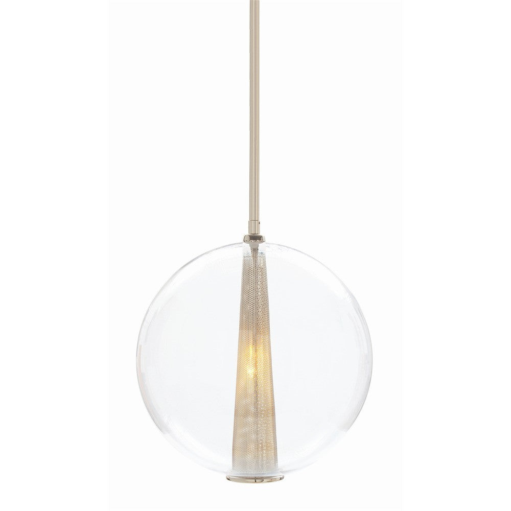 Arteriors Home Caviar Pendant Polished Nickel, Clear