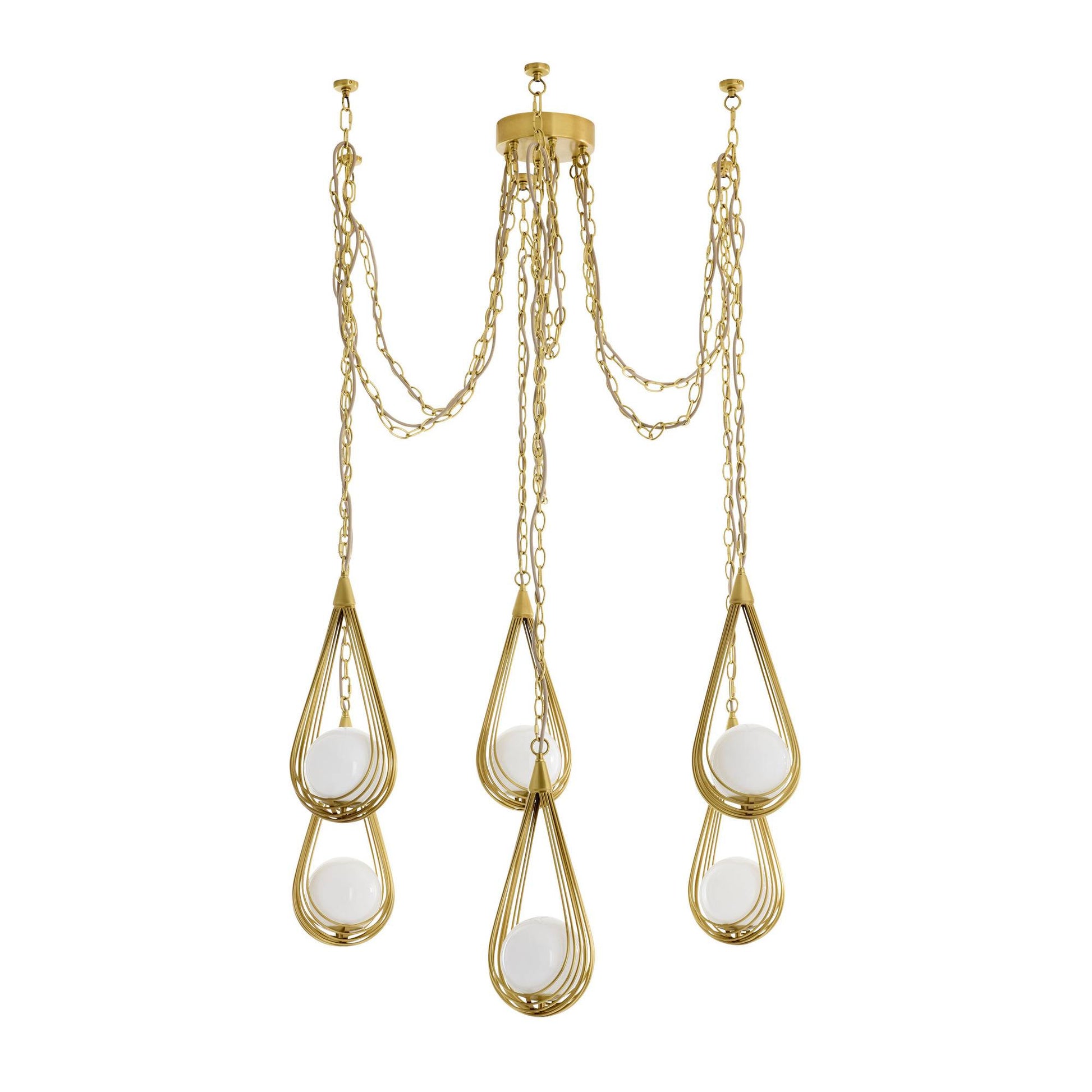 Arteriors Home Ova Multi-Drop Chandelier Antique Brass