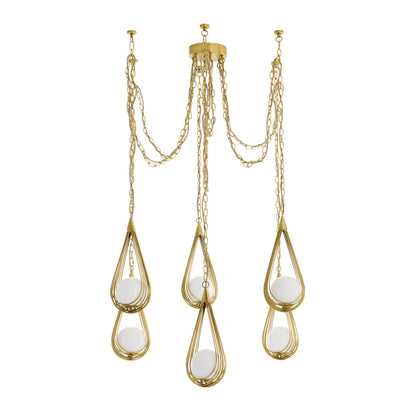 Arteriors Home Ova Multi-Drop Chandelier Antique Brass