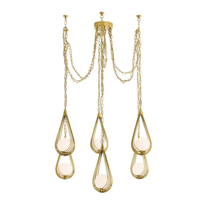 Arteriors Home Ova Multi-Drop Chandelier Antique Brass