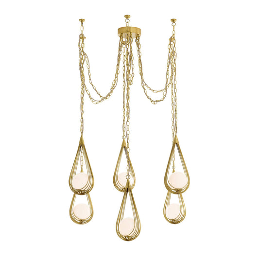Arteriors Home Ova Multi-Drop Chandelier Antique Brass