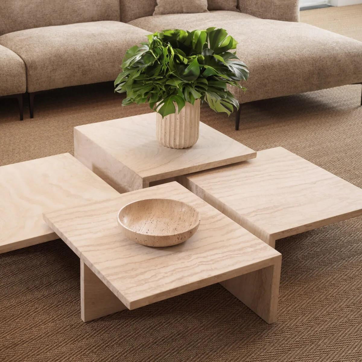 Eichholtz Amara Coffee Table, Low, Travertine, 27.56"W (115645 ), Eichholtz 115645 YV0J03YV22