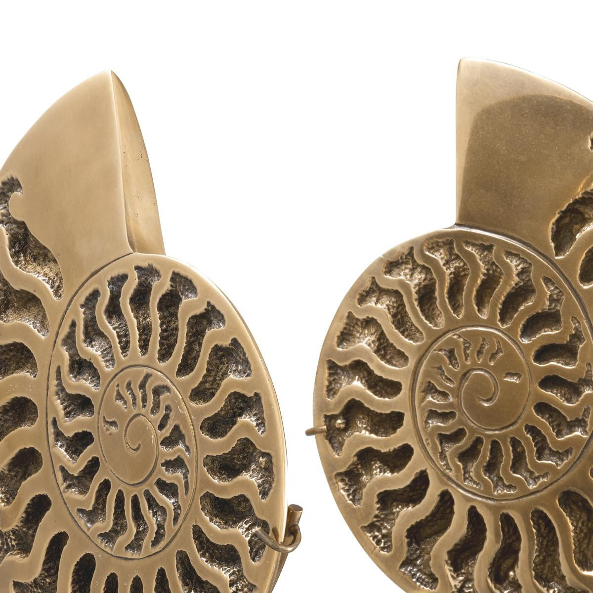Eichholtz Ammonite Sculpture, Set of 2, Vintage Brass, Black Marble Base, 6.5"W (113731 YV0J041QU6)