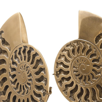 Eichholtz Ammonite Sculpture, Set of 2, Vintage Brass, Black Marble Base, 6.5"W (113731 YV0J041QU6)