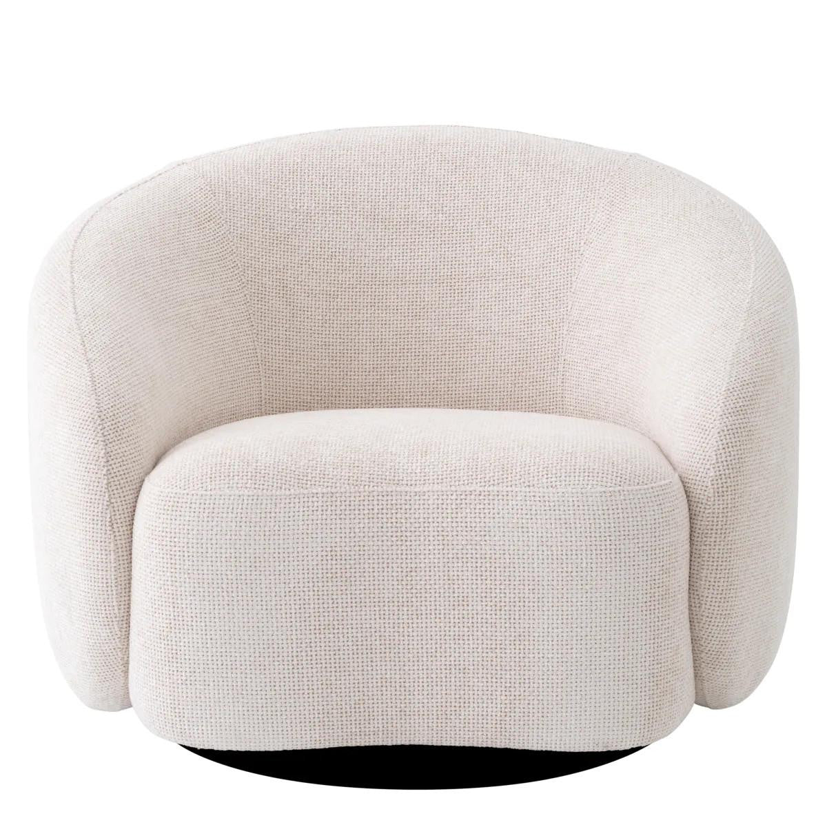 Eichholtz Amore Swivel Chair, Lyssa Off-White Fabric, Black Base, 38.19"W (A116070 YV0J041VQQ)