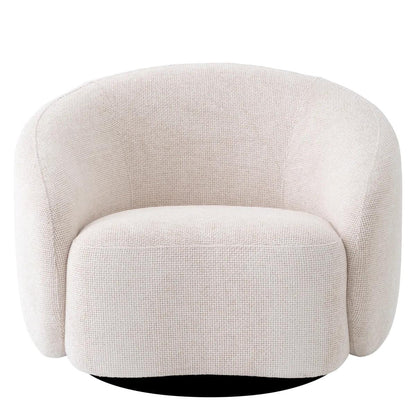 Eichholtz Amore Swivel Chair, Lyssa Off-White Fabric, Black Base, 38.19"W (A116070 YV0J041VQQ)