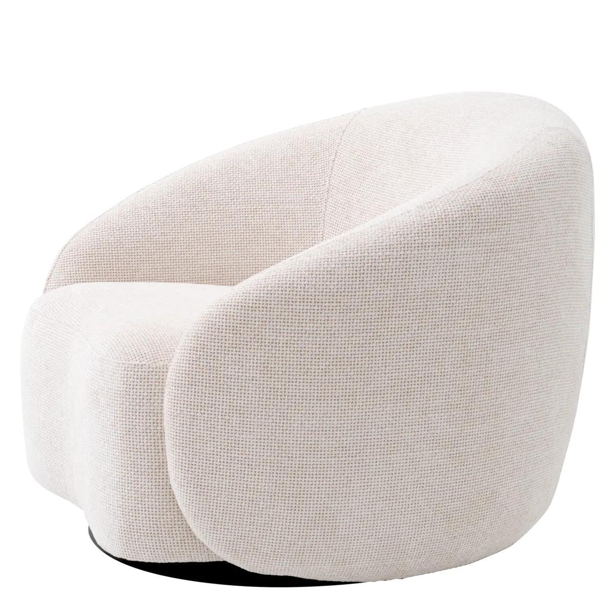 Eichholtz Amore Swivel Chair, Lyssa Off-White Fabric, Black Base, 38.19"W (A116070 YV0J041VQQ)