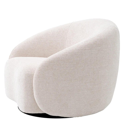 Eichholtz Amore Swivel Chair, Lyssa Off-White Fabric, Black Base, 38.19"W (A116070 YV0J041VQQ)