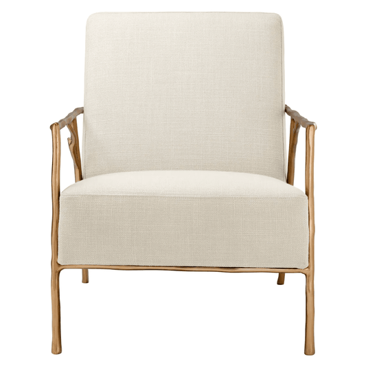 Eichholtz Antico Armchair, Panama Natural Fabric, Gold, 32.28"H (A113414 YV0J03YT3U)