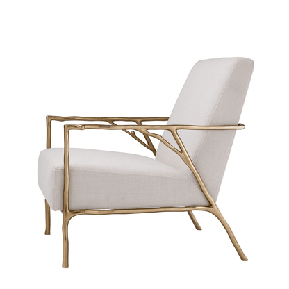 Eichholtz Antico Armchair, Panama Natural Fabric, Gold, 32.28"H (A113414 YV0J03YT3U)