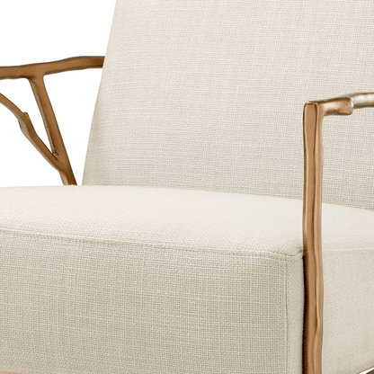 Eichholtz Antico Armchair, Panama Natural Fabric, Gold, 32.28"H (A113414 YV0J03YT3U)
