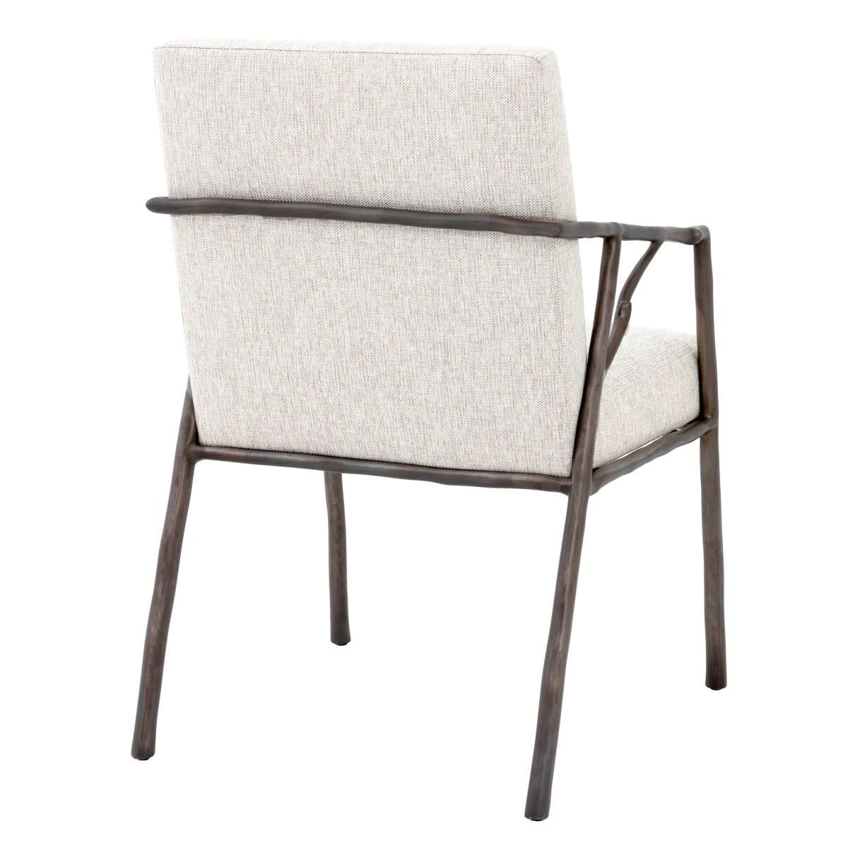 Eichholtz Antico Dining Chair, Loki Natural Fabric, Bronze Frame, 32.68"H (A114230 YV0J03YX0W)