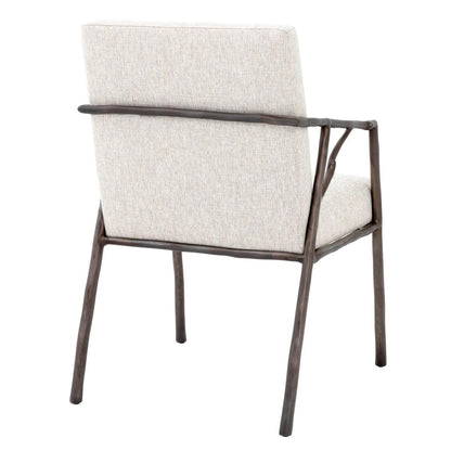 Eichholtz Antico Dining Chair, Loki Natural Fabric, Bronze Frame, 32.68"H (A114230 YV0J03YX0W)