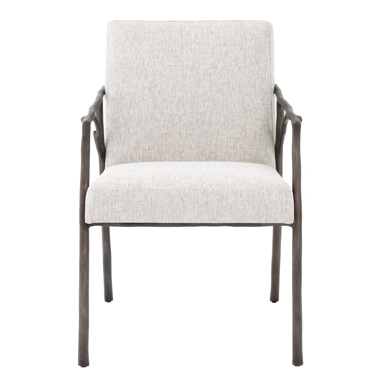 Eichholtz Antico Dining Chair, Loki Natural Fabric, Bronze Frame, 32.68"H (A114230 YV0J03YX0W)