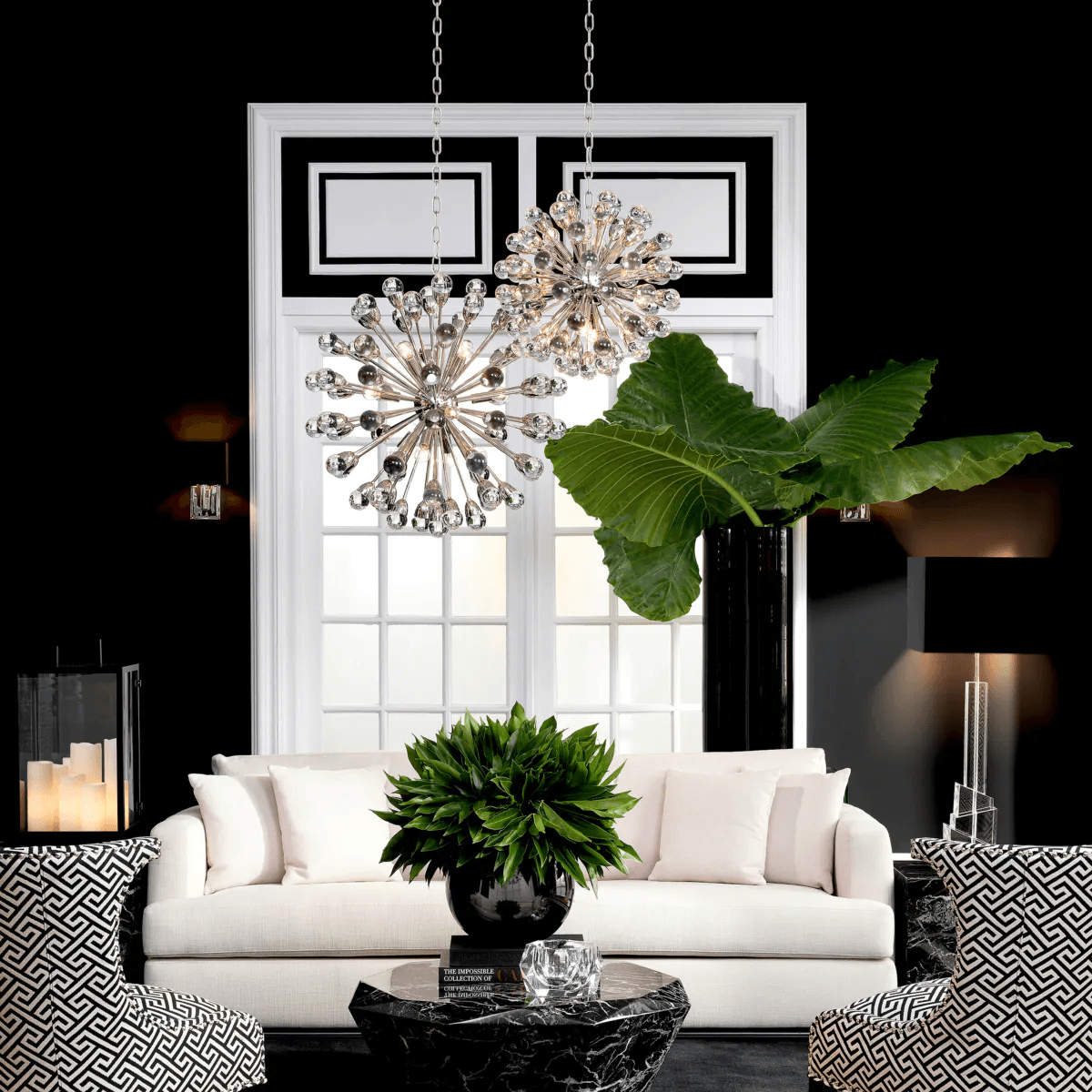 Eichholtz Anto Chandelier, 12-Light, Large, Nickel, Clear Glass, 29.53"W (110703UL YV0J03YU2D)