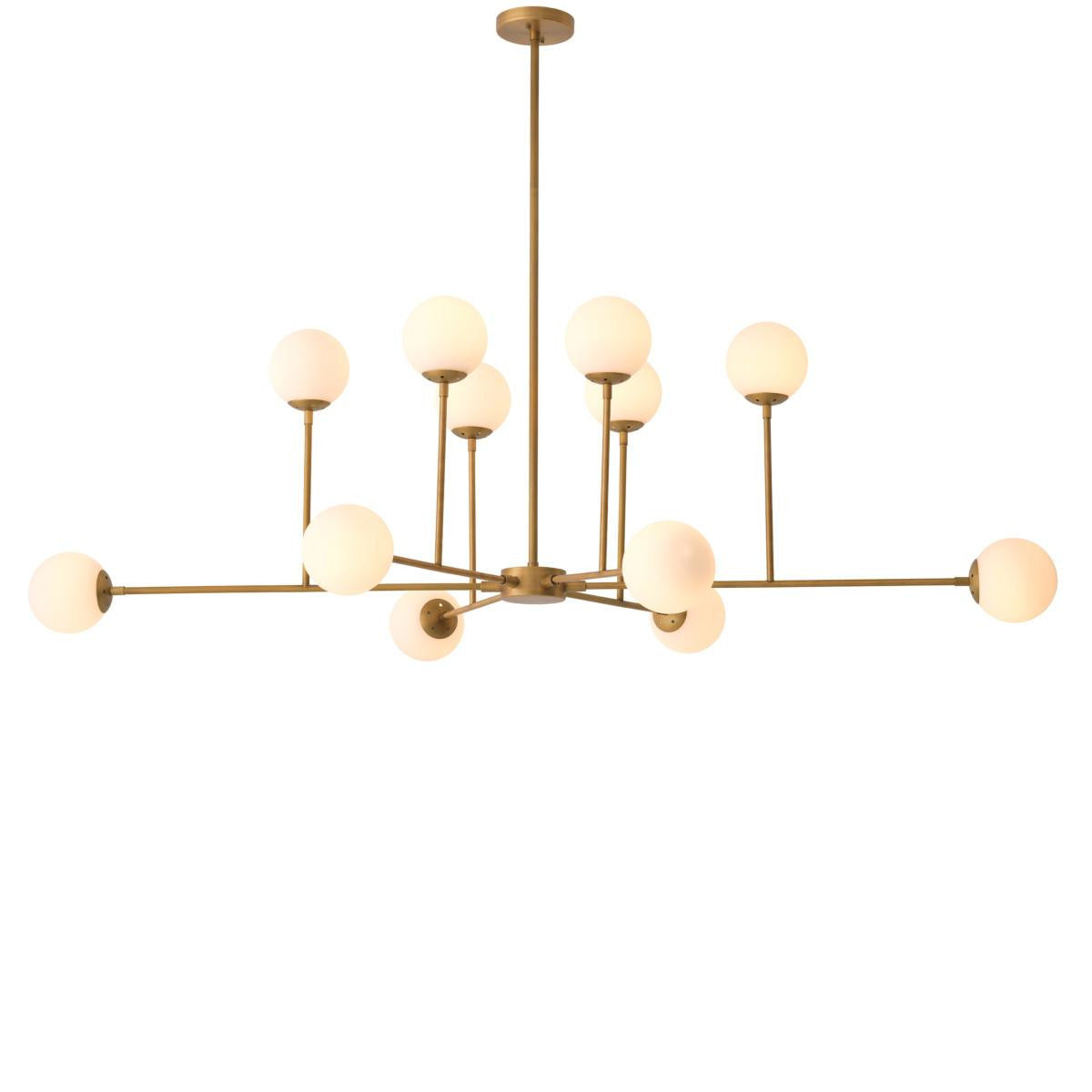 Eichholtz Aram Linear Chandelier, 12-Light, Antique Brass, White Glass, 73.62"W (116282UL YV0J03YU2G)