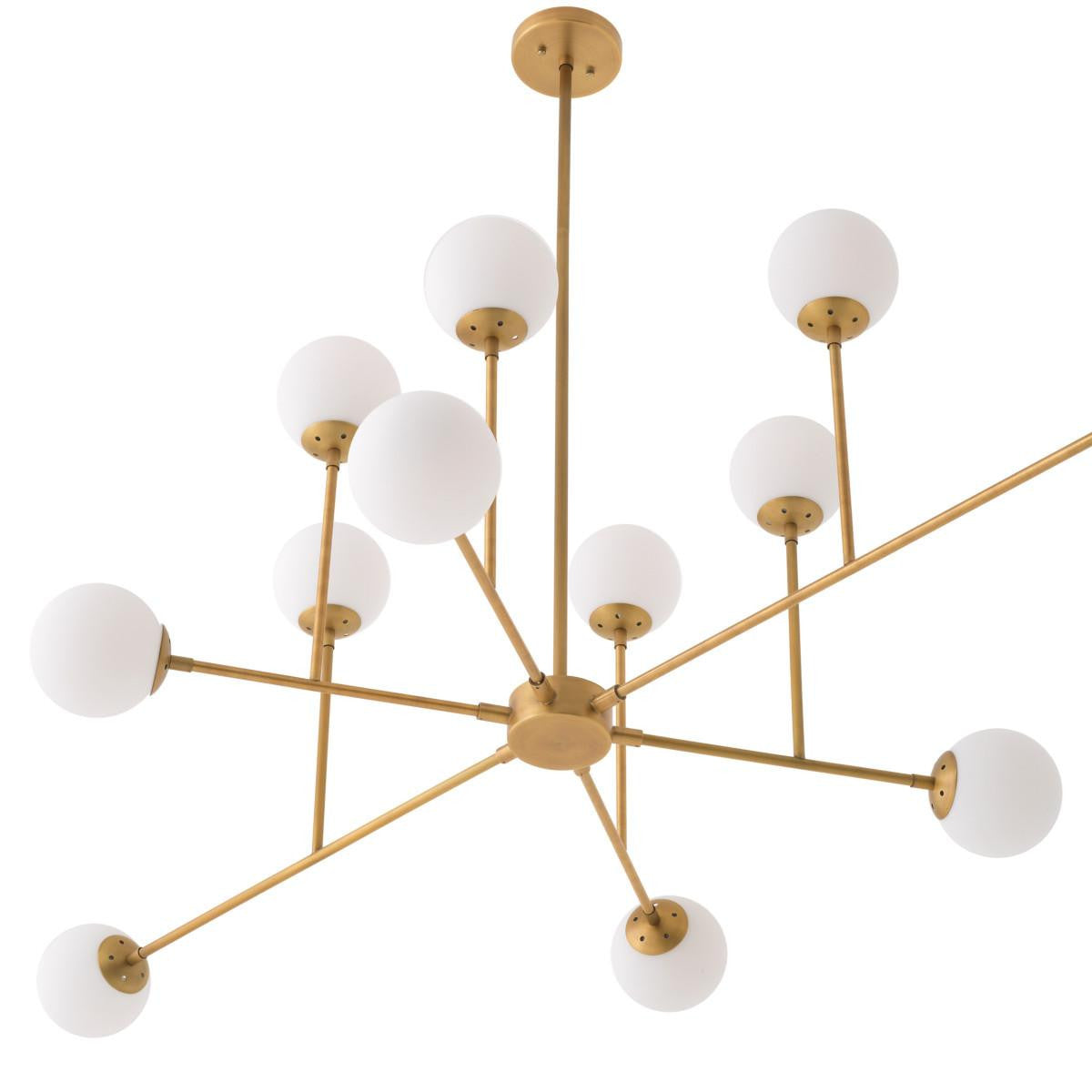 Eichholtz Aram Linear Chandelier, 12-Light, Antique Brass, White Glass, 73.62"W (116282UL YV0J03YU2G)