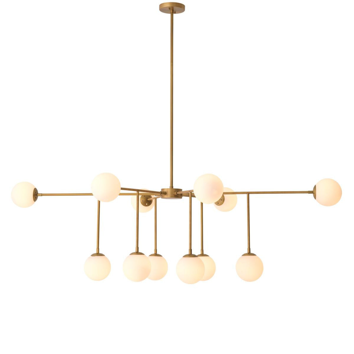 Eichholtz Aram Linear Chandelier, 12-Light, Antique Brass, White Glass, 73.62"W (116282UL YV0J03YU2G)