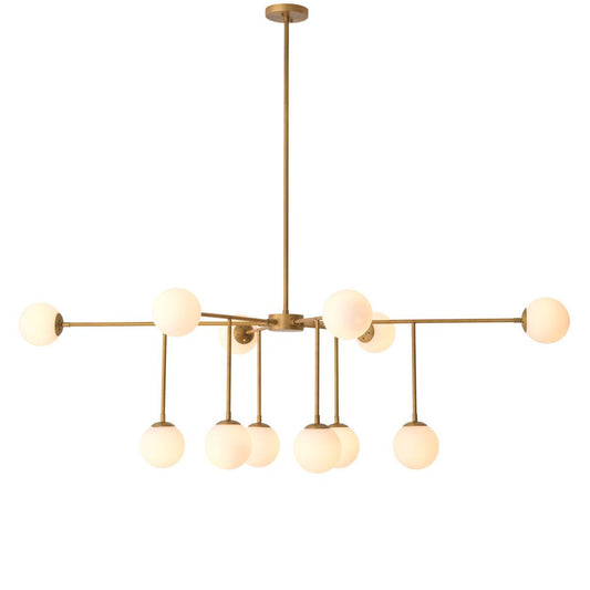 Eichholtz Aram Linear Chandelier, 12-Light, Antique Brass, White Glass, 73.62"W (116282UL YV0J03YU2G)