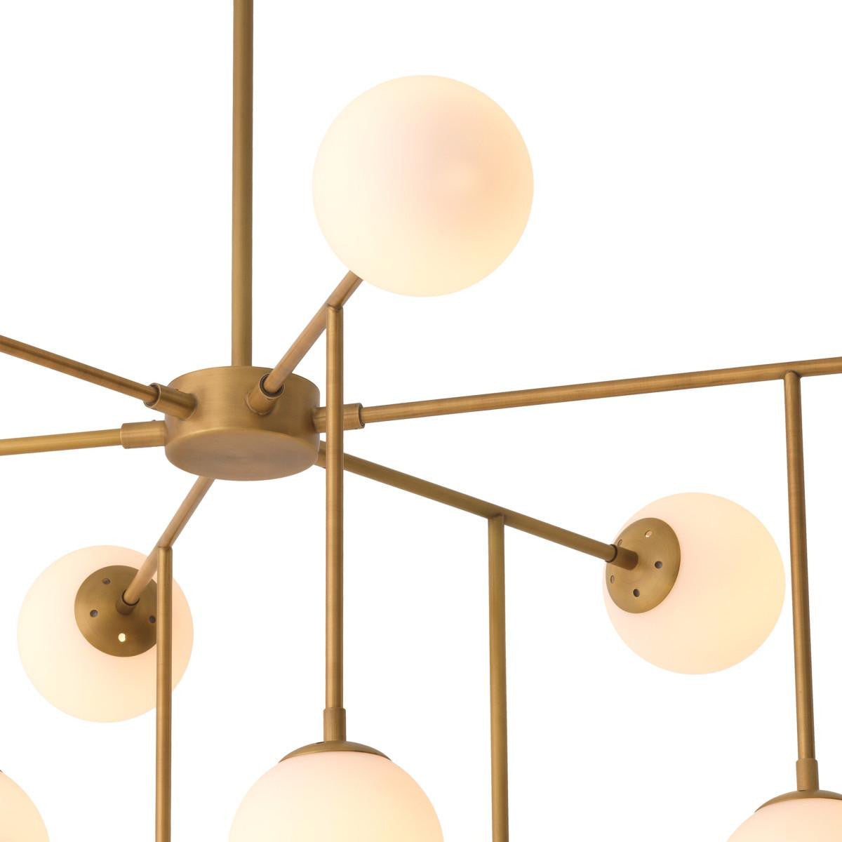 Eichholtz Aram Linear Chandelier, 12-Light, Antique Brass, White Glass, 73.62"W (116282UL YV0J03YU2G)
