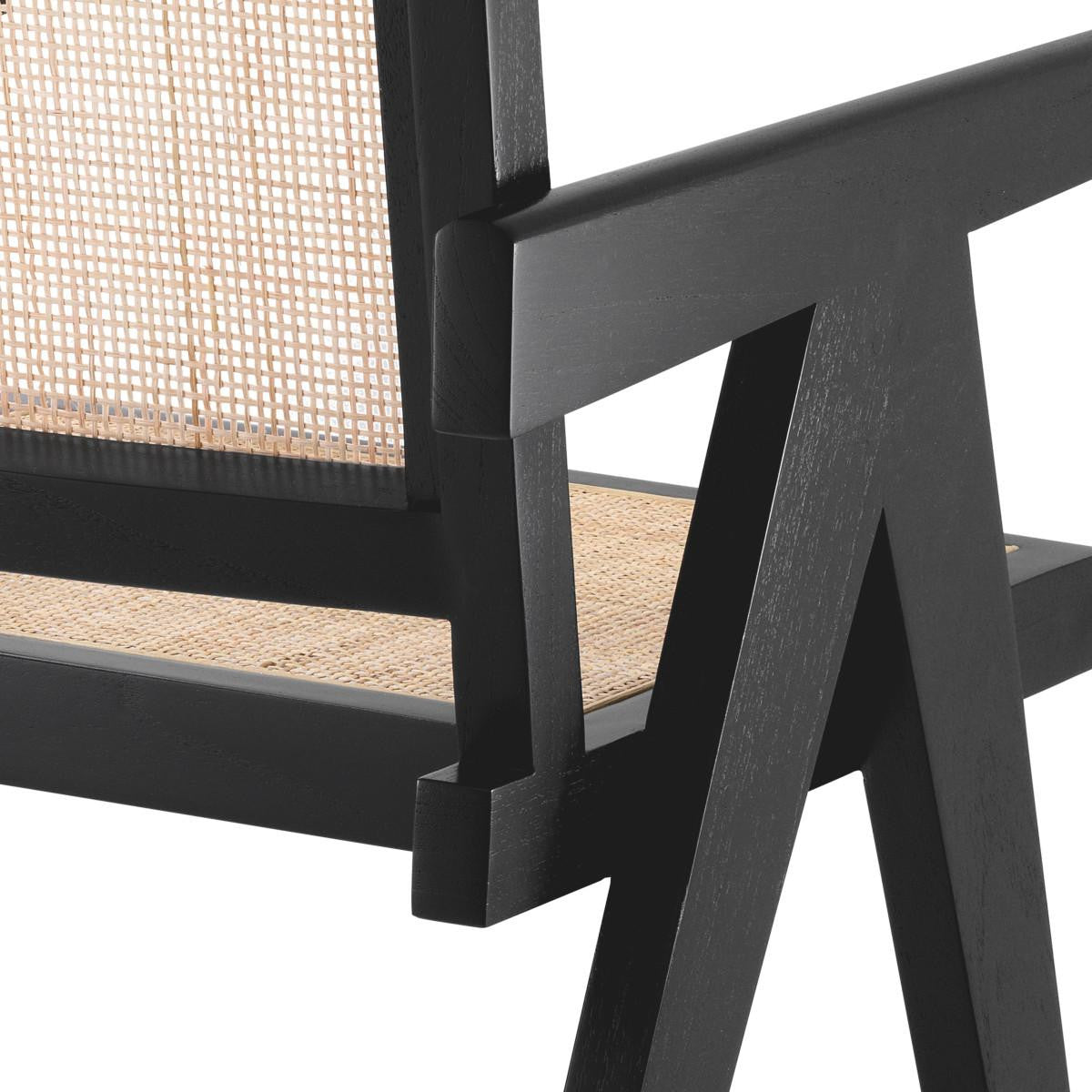 Eichholtz Aristide Dining Chair, Classic Black, Natural, 35.43"H (114165 YV0J03YX0X)