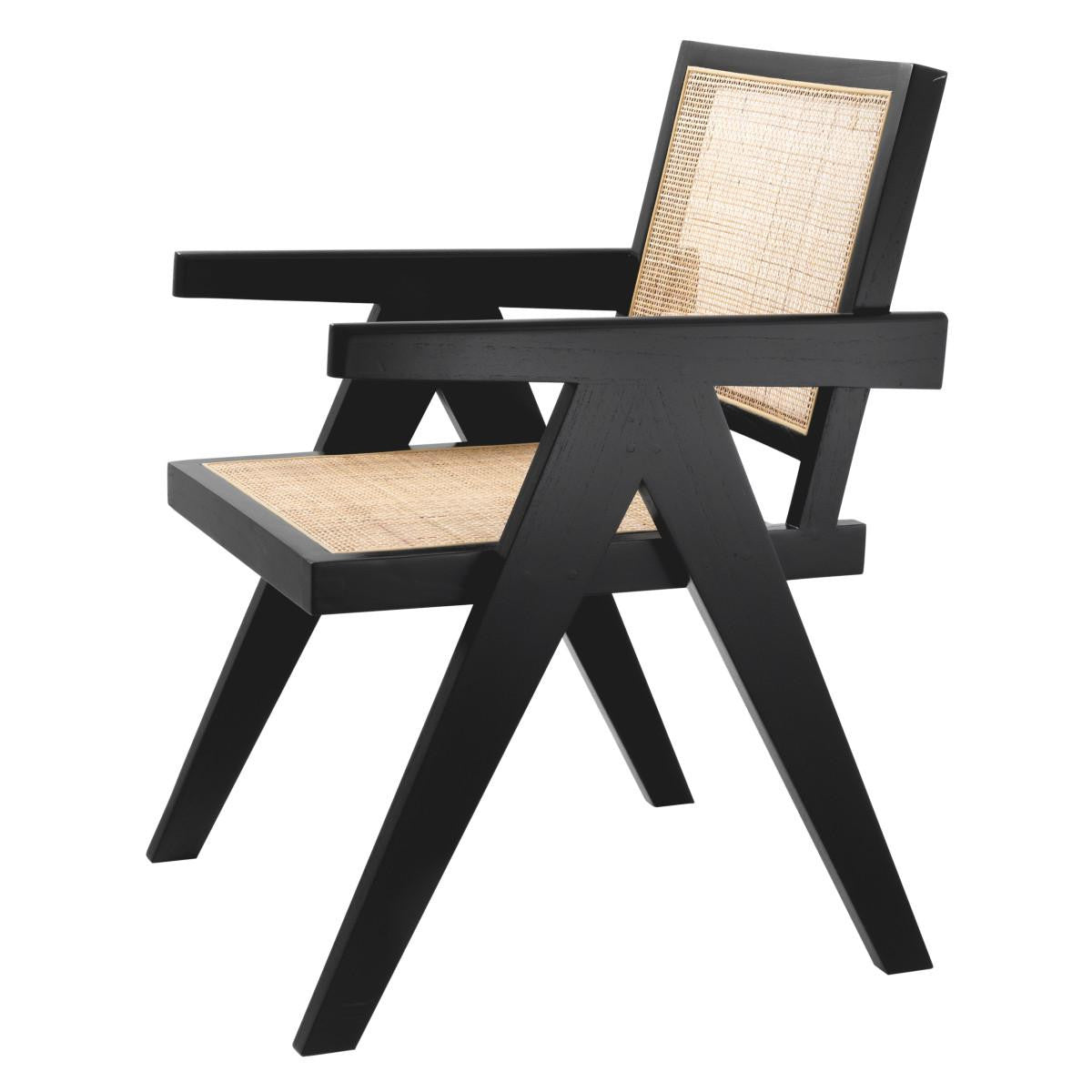 Eichholtz Aristide Dining Chair, Classic Black, Natural, 35.43"H (114165 YV0J03YX0X)