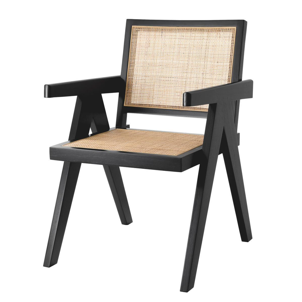 Eichholtz Aristide Dining Chair, Classic Black, Natural, 35.43"H (114165 YV0J03YX0X)
