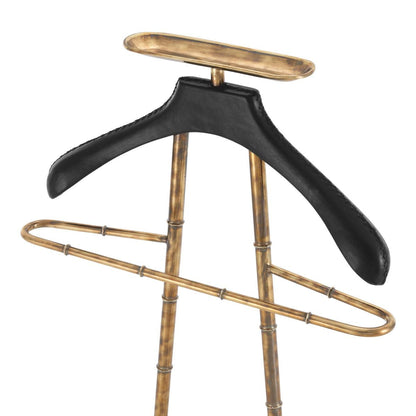 Eichholtz Baker Dressboy, Vintage Brass, Black Leather, Black Marble Base, 19.88"W (113015 YV0J03YXYW)